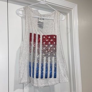 PINK American Flag sequin tank top